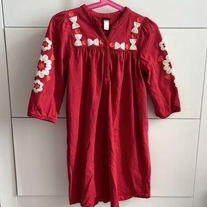 Tea Collection. Size 6. Red dress with embroidered patterns.